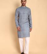 Blue color beautiful printed smart ceremonial kurta payjama