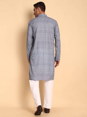 Blue color beautiful printed smart ceremonial kurta payjama 2