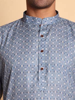 Blue color beautiful printed smart ceremonial kurta payjama 3