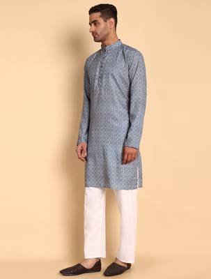 Blue color beautiful printed smart ceremonial kurta payjama 4
