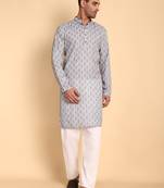 Grey color beautiful printed smart ceremonial kurta payjama