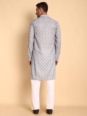 Grey color beautiful printed smart ceremonial kurta payjama 2