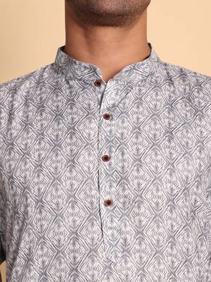 Grey color beautiful printed smart ceremonial kurta payjama 3