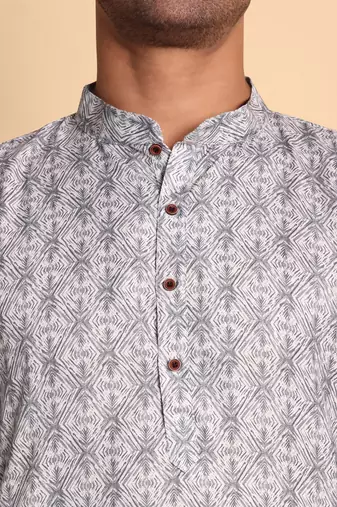Grey color beautiful printed smart ceremonial kurta payjama