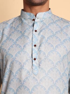 Blue color beautiful printed smart ceremonial kurta payjama 3
