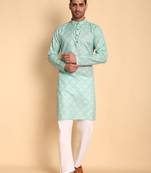 Green color beautiful printed smart ceremonial kurta payjama