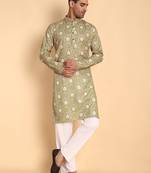 Green color beautiful printed smart ceremonial kurta payjama