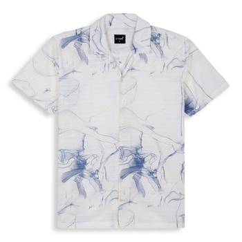 White color smart printed casual shirt for men 5