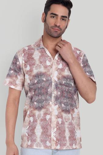 Brown color smart printed casual shirt for men