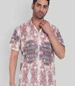 Brown color smart printed casual shirt for men