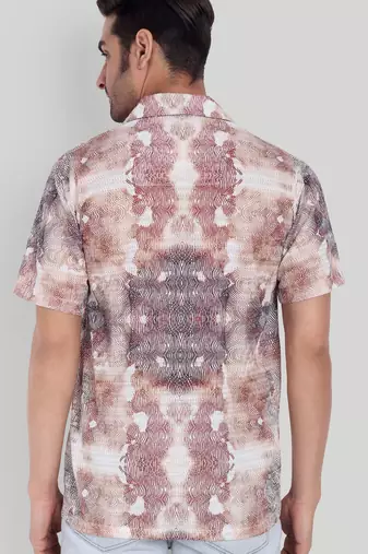 Brown color smart printed casual shirt for men