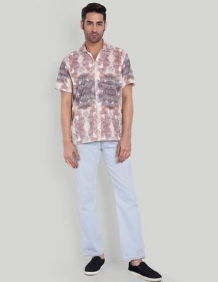 Brown color smart printed casual shirt for men 3