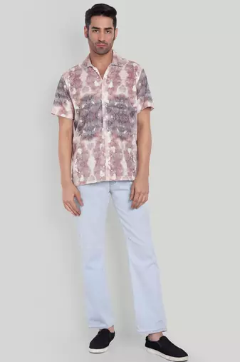 Brown color smart printed casual shirt for men