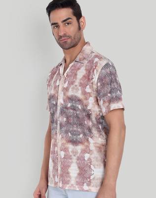 Brown color smart printed casual shirt for men 4
