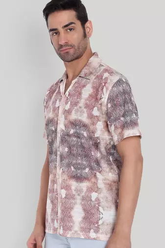 Brown color smart printed casual shirt for men