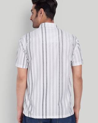 White color smart printed casual shirt for men 2