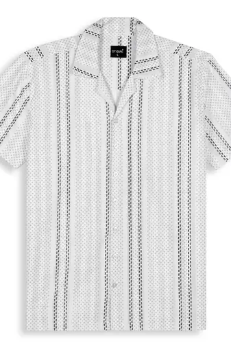 White color smart printed casual shirt for men