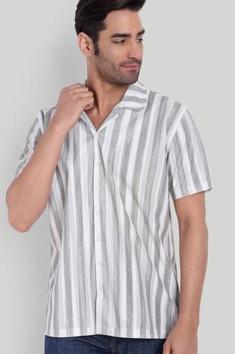 Grey color smart printed casual shirt for men