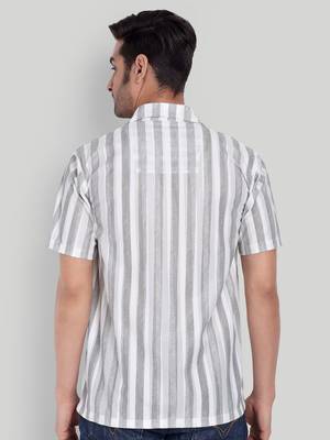 Grey color smart printed casual shirt for men 2