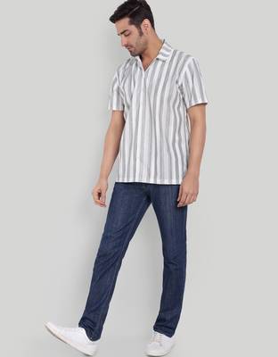 Grey color smart printed casual shirt for men 3