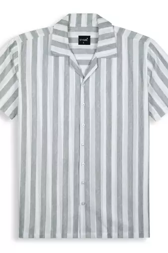 Grey color smart printed casual shirt for men