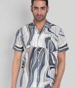 Beige color smart printed casual shirt for men