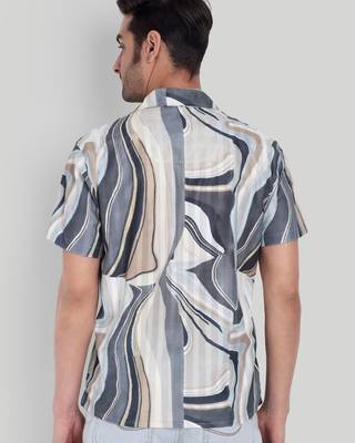 Beige color smart printed casual shirt for men 2