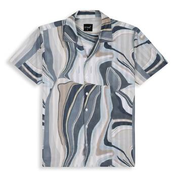 Beige color smart printed casual shirt for men 5