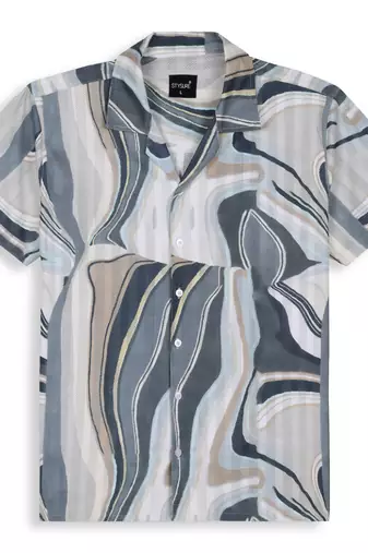 Beige color smart printed casual shirt for men