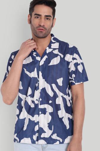 Blue color smart printed casual shirt for men