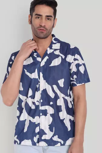 Blue color smart printed casual shirt for men