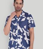 Blue color smart printed casual shirt for men