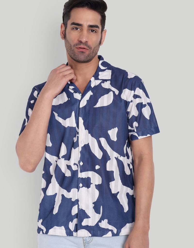 Blue color smart printed casual shirt for men