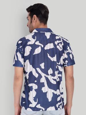 Blue color smart printed casual shirt for men 2