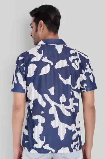 Blue color smart printed casual shirt for men
