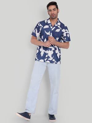 Blue color smart printed casual shirt for men 3