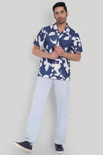 Blue color smart printed casual shirt for men