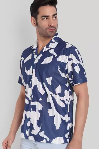 Blue color smart printed casual shirt for men
