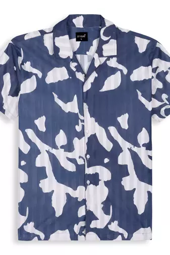 Blue color smart printed casual shirt for men