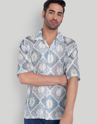 Smart and stylish blue color  designer printed shirt 1