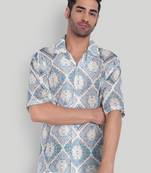 Smart and stylish blue color  designer printed shirt