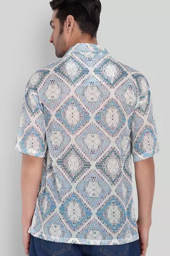 Smart and stylish blue color  designer printed shirt