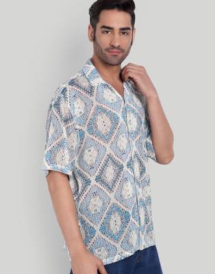Smart and stylish blue color  designer printed shirt 4