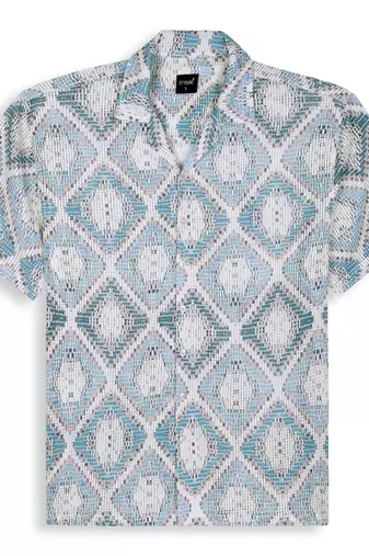Smart and stylish blue color  designer printed shirt