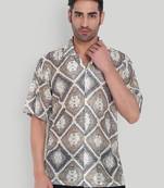 Smart and stylish brown color  designer printed shirt