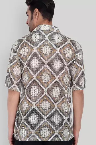 Smart and stylish brown color  designer printed shirt