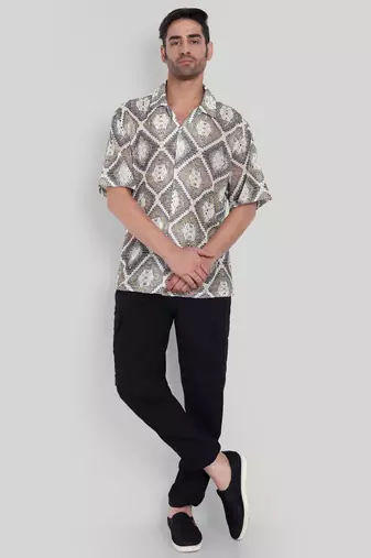 Smart and stylish brown color  designer printed shirt