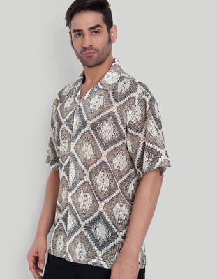 Smart and stylish brown color  designer printed shirt 4