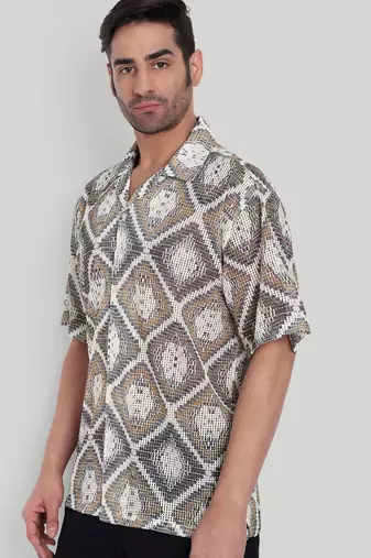 Smart and stylish brown color  designer printed shirt