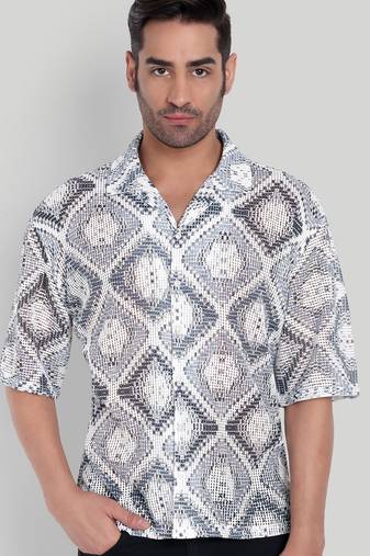 Smart and stylish grey color  designer printed shirt